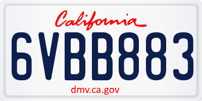 CA license plate 6VBB883