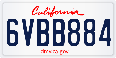CA license plate 6VBB884