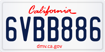 CA license plate 6VBB886