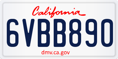 CA license plate 6VBB890