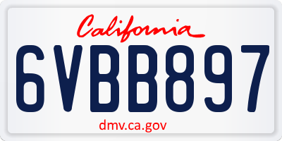 CA license plate 6VBB897