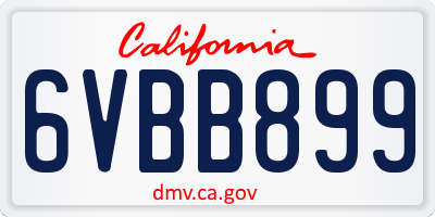 CA license plate 6VBB899