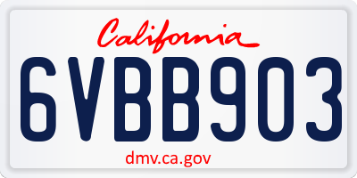 CA license plate 6VBB903