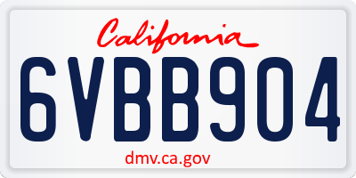 CA license plate 6VBB904