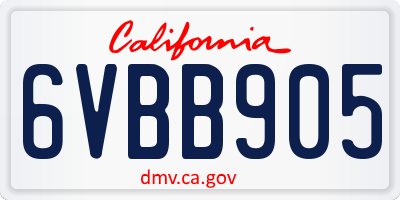 CA license plate 6VBB905