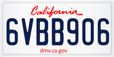 CA license plate 6VBB906