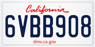 CA license plate 6VBB908