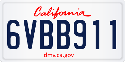 CA license plate 6VBB911