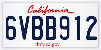 CA license plate 6VBB912