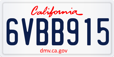 CA license plate 6VBB915
