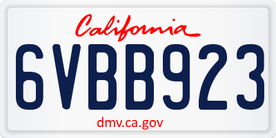 CA license plate 6VBB923