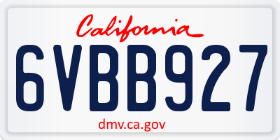 CA license plate 6VBB927