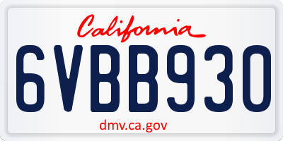 CA license plate 6VBB930