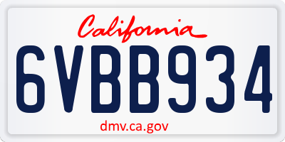 CA license plate 6VBB934