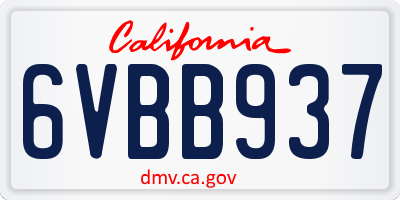 CA license plate 6VBB937