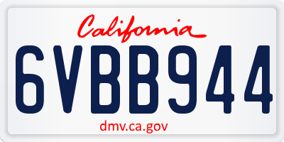 CA license plate 6VBB944