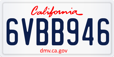 CA license plate 6VBB946