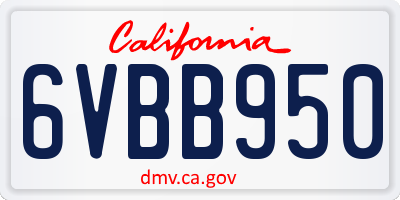 CA license plate 6VBB950