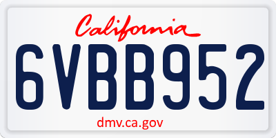CA license plate 6VBB952