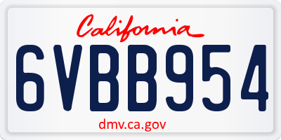 CA license plate 6VBB954