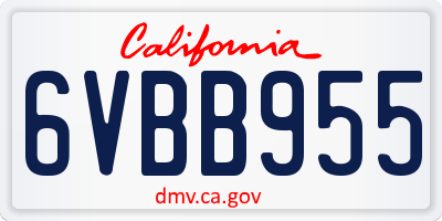 CA license plate 6VBB955