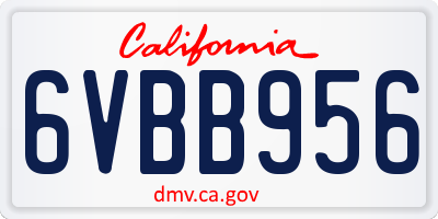 CA license plate 6VBB956