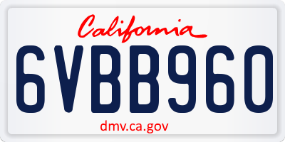 CA license plate 6VBB960