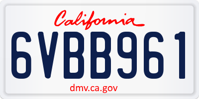 CA license plate 6VBB961