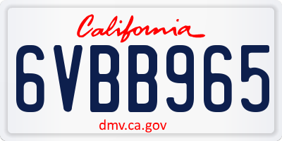 CA license plate 6VBB965