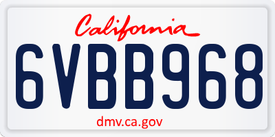 CA license plate 6VBB968