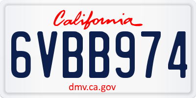CA license plate 6VBB974