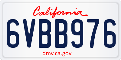 CA license plate 6VBB976