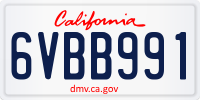 CA license plate 6VBB991
