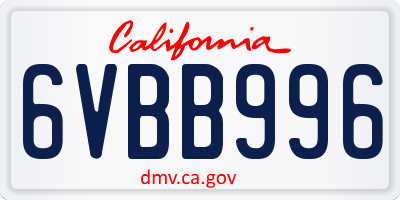 CA license plate 6VBB996