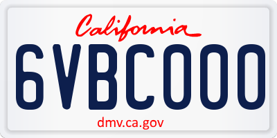 CA license plate 6VBC000