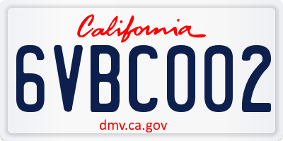 CA license plate 6VBC002