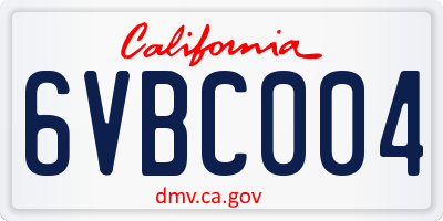 CA license plate 6VBC004