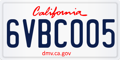 CA license plate 6VBC005