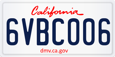 CA license plate 6VBC006