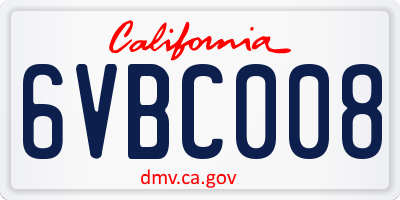 CA license plate 6VBC008