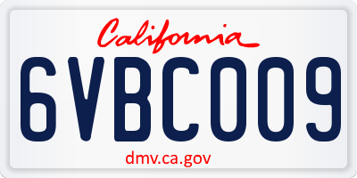 CA license plate 6VBC009