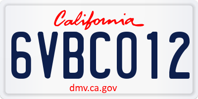 CA license plate 6VBC012