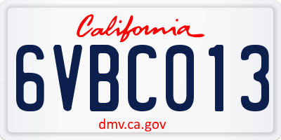 CA license plate 6VBC013