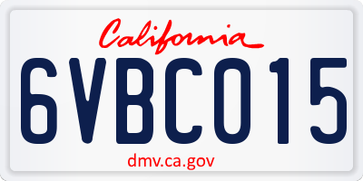 CA license plate 6VBC015