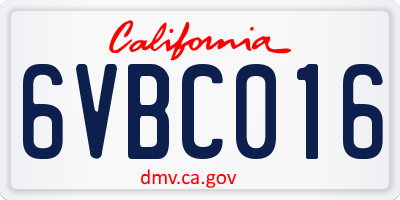 CA license plate 6VBC016