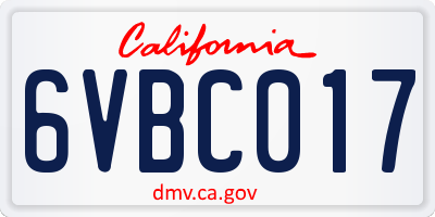 CA license plate 6VBC017