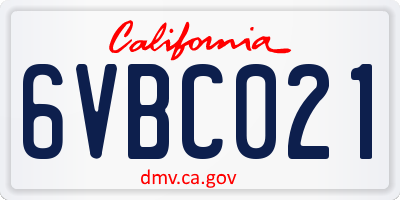 CA license plate 6VBC021