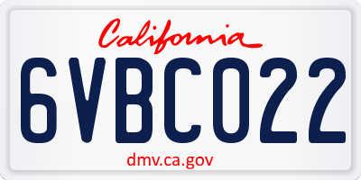 CA license plate 6VBC022