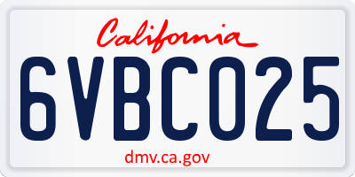 CA license plate 6VBC025