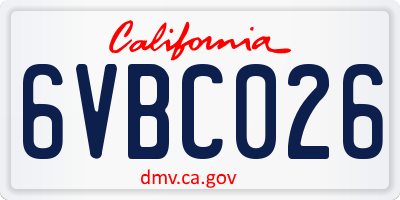 CA license plate 6VBC026